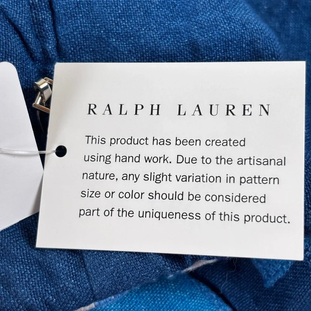 Ralph Lauren Stover 16x24 Throw Pillow COVER ONLY SummerBlue Denim Patchwork NEW